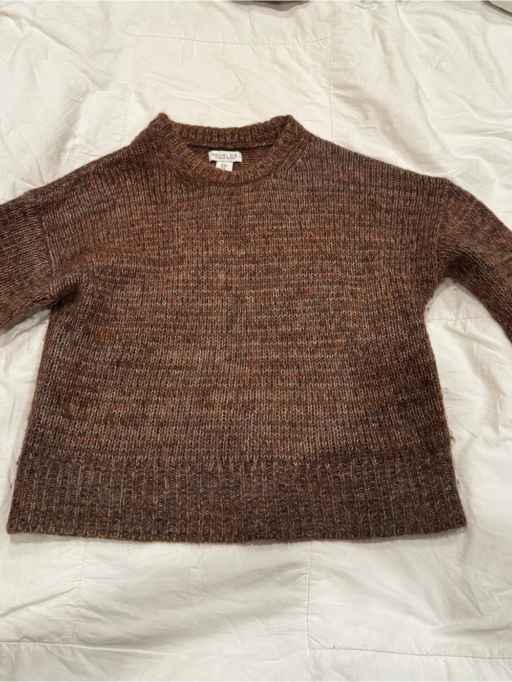 Rachel Zoe Marled Rust-Brown Crewneck Sweater - Picture 5 of 5